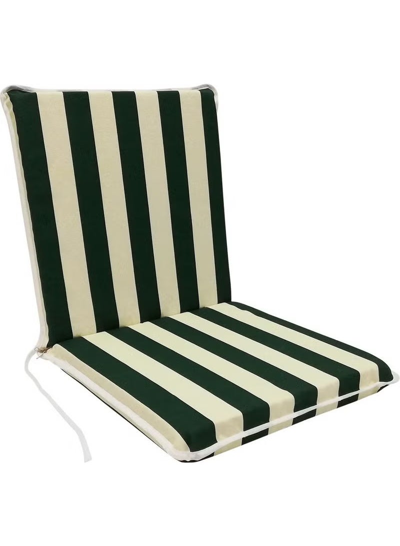 Nelson Chair Cushion 1 Piece Lace Garden Cushion with Back (Green-White) Washable - Image 3
